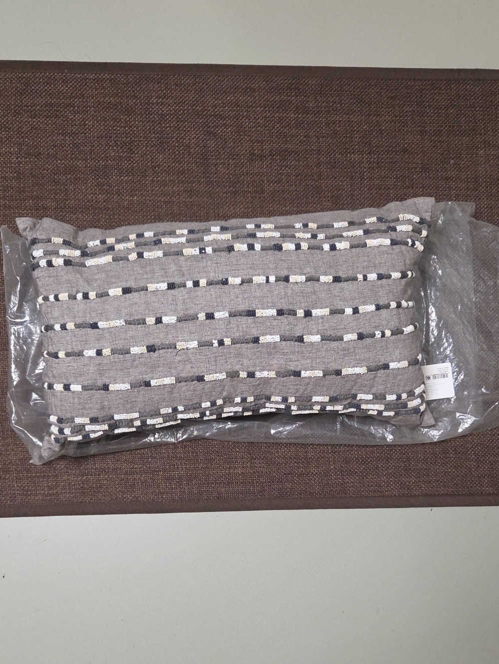 Hotel Collection Grey Beaded Accent Pillow NWT